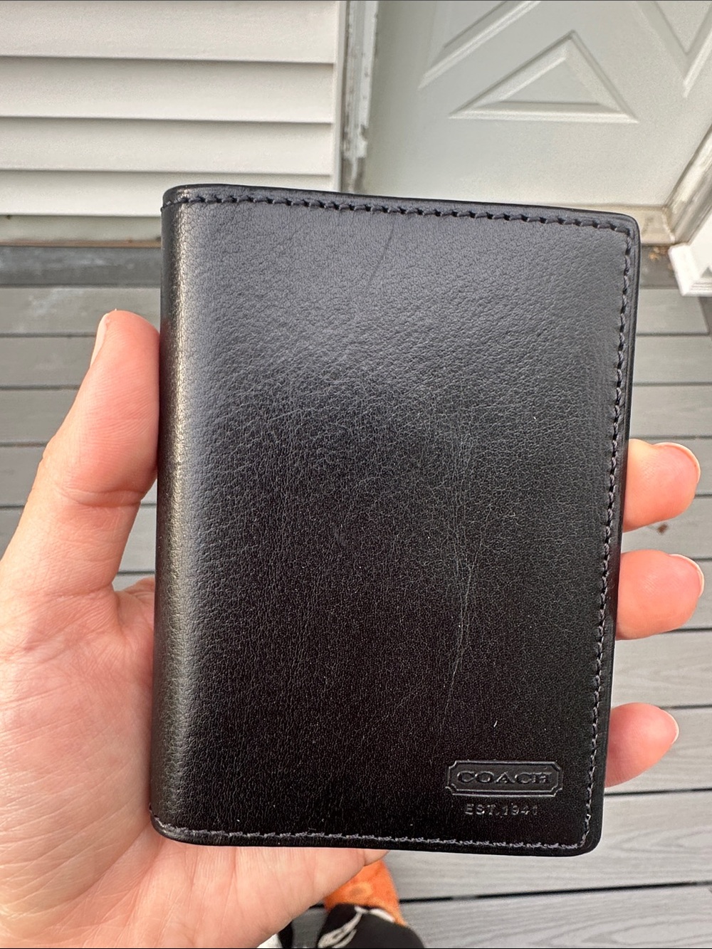 COACH Vintage Black Slimfold Credit Card Wallet Water Buffalo Leather Box NIB - Picture 2 of 16